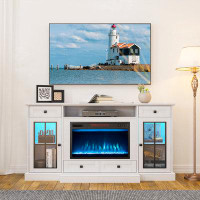 Latitude Run® 58" Tv Stand With Electric Fireplace For Tvs Up To 65 Inch, Entertainment Centre With 23" Electric Firepla