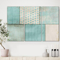 East Urban Home 'Teal Print Collage' Painting Multi-Piece Image on Canvas