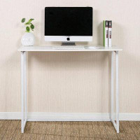 Latitude Run® Folding Small Desk Home Office Desk Laptop Study Writing Table- White