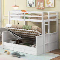 Harriet Bee Wood Twin Over Full Bunk Bed With Hydraulic Lift Up Storage
