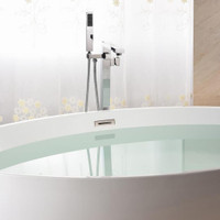 Square Freestanding ( Floor-Mounted ) Tub Faucet with hand-held shower. in 3 Finishes - 36.33 H