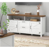 Gracie Oaks Farmhouse Tv Stand- Modern Entertainment Center With Storage - White-for Living Room And Bedroom