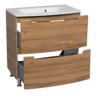 Hokku Designs Modern Wall-Mount Bathroom Vanity With Washbasin | Non-Toxic Fire-Resistant MDF-12L+27+12R-Simple Collecti
