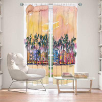 East Urban Home Lined Window Curtains 2-panel Set for Window Size by Markus Bleichner - Miami Ocean Drive