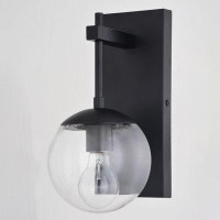 17 Stories Tincuta 1 Light Matte Black Indoor Outdoor Wall Sconce Clear Glass Globe Shade, LED Compatible