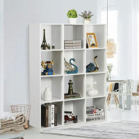 Latitude Run® Latitude Run® 12 Cube Storage Organizer Wood White Bookshelf Cube 3 Or 4 Shelves Bookcase For Home Office