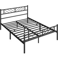 Latitude Run® Latitude Run® Justice Metal Platform Bed With Arrow Design, Queen Size, Black