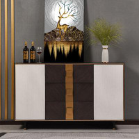 Eden Rim 59.06"White Standard Solid + Manufactured Wood Accent Cabinet
