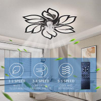 Ivy Bronx 26Inches Ceiling Fan With Lights Remote Control Dimmable LED, 6 Gear Wind Speed Fan Light