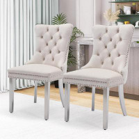 House of Hampton Jannia Dining Chairs Modern Upholstered Side Chair with Wood Legs