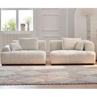 MABOLUS 98.43" White Cloth Modular Sofa cushion couch