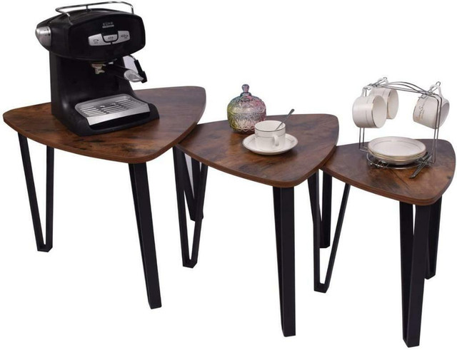 NEW RUSTIC 3 PCS NESTING COFFEE & SIDE TABLE SET LCT2101 in Coffee Tables in Regina - Image 4