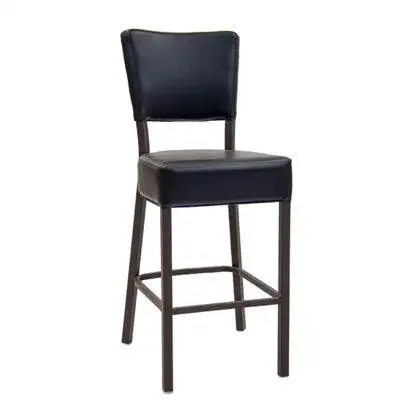 ERF, Inc. Lounge Barstool With Metal Frame And Cream Colour Vinyl Seat And Back