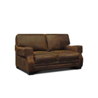 Foundry Select Linville Genuine Leather 67'' Wide Square Arm Loveseat