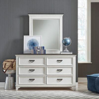 Liberty Furniture Allyson Park 6 Drawer 58" W Solid Wood Double Dresser with Mirror