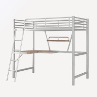 Mason & Marbles Silver Twin Size Loft Bed With Desk