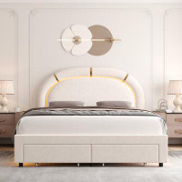 Willa Arlo™ Interiors Mazelina LED Bed, Upholstered Platform Storage Bed with 2 Drawers