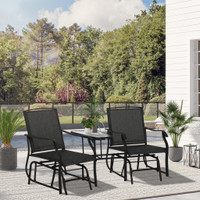 Double Rock Chair With Tea Table 76.75" x 31.9" x 35" Black