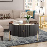 Everly Quinn Modern style, Round Coffee Table with two Drawers for living room