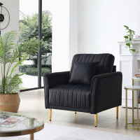 Mercer41 Modern Velvet Accent Chair Upholstered Living Room Arm Chairs Comfy Single Sofa Chair