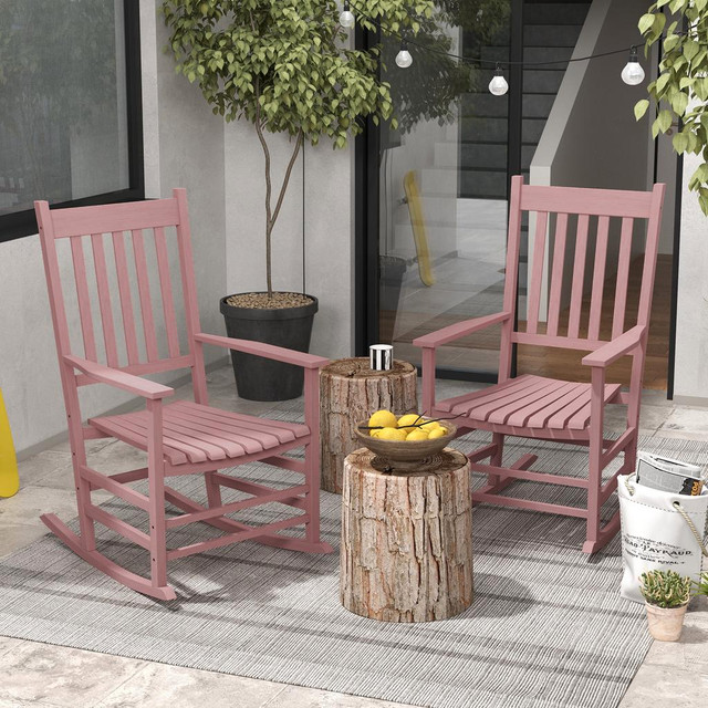 Rocking Chair Set 27.2" x 33.9" x 45.3" Natural Wood in Patio & Garden Furniture