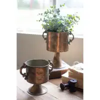 Ophelia & Co. Ophelia & Co. Set Of 2 Antique Round Copper Finish Planters With Handles