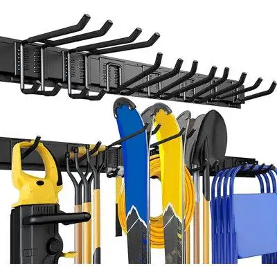 WFX Utility™ Wall Mount Garden Tool Organizer, Max 440lbs Adjustable Metal Hooks, Yard Shed Organizer Rack