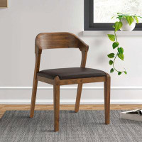 George Oliver Curved Panel Back Dining Chair With Leatherette Seat, Brown