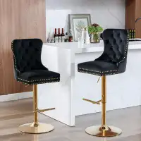 Rosdorf Park Thick Swivel Velvet Barstools Adjusatble Seat Height From 27-35 Inch, Modern Upholstered Bar Stools With Ba