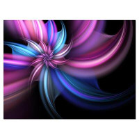 Made in Canada - Design Art Purple and Blue Psychedelic Flower Graphic Art on Wrapped Canvas