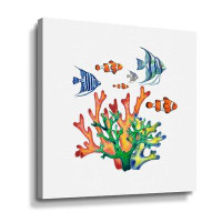 Highland Dunes Coral Reef With Angelfish And Clown Fish Watercolor III - Print on Canvas