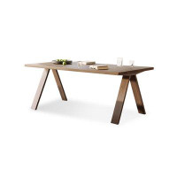 Everly Quinn 86.61" Nut-brown Rectangular Solid wood Dining Table