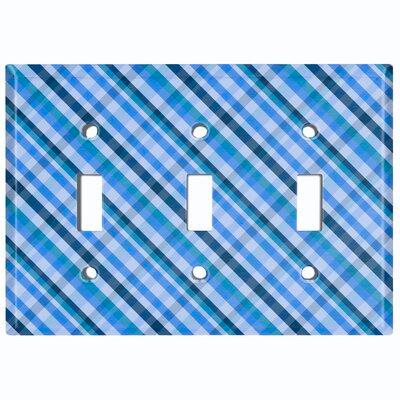 WorldAcc Metal Light Switch Plate Outlet Cover (Blue Picnic Plaid Wall Paper - Single Toggle) in Hardware, Nails & Screws