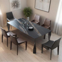 Elevat Home Italian Very Simple Rock Plate Dining-Table Modern Simple Rectangular Home High-End Villa Negotiation Table