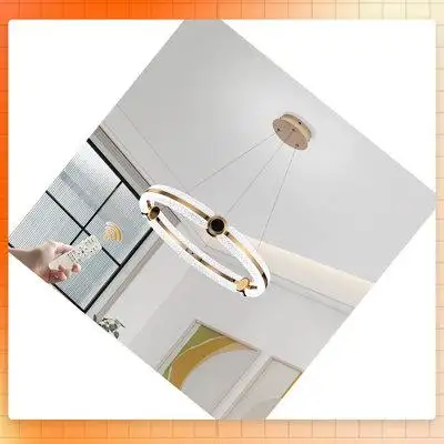 Everly Quinn Modern LED Chandelier, 48W 1-Ring Pendant Lighting With Acrylic In Crystal Shape, Dimmable Remote Control,
