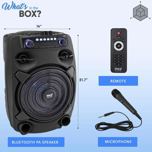 Pyle® PPHP127B 12-Inch Portable 800 Watt PA Speaker with Bluetooth in Speakers - Image 4