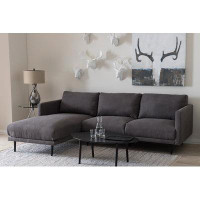 Lefancy.net Lefancy Riley Retro Mid-Century Modern Grey Fabric Upholstered Left Facing Chaise Sectional Sofa