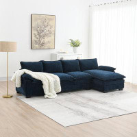 Hokku Designs L-shaped Chenille Cloud Sofa with Double Seat Cushions
