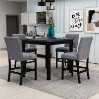 Red Barrel Studio Salamonia 5-Piece Counter Height Dining Set, Square Dining Table and 4 Fabric Upholstered Chairs