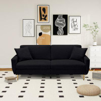 Mercer41 74.4" W Adjustable Backrest Convertible Sofa With Storage