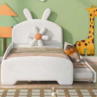 epoch Upholstered Platform Bed With Cartoon Ears Shaped Headboard And Trundle