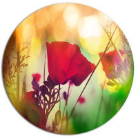 Made in Canada - Design Art 'Poppy Flowers with Bokeh Background' Photographic Print on Metal