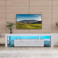 Wrought Studio LED TV Stand, Entertainment Centers For Up To 75 Inch TV With Open Shelf And Drawers-17.72" H x 62.99" W
