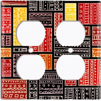 WorldAcc Metal Light Switch Plate Outlet Cover (Safari Pattern African Tribal Art Geometric   - Single Toggle)