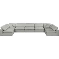 Meridian Furniture USA Comfy Linen Textured Fabric Modular Sectional