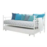 Rosalind Wheeler Full Size White Metal Daybed With Twin Roll-Out Trundle Bed