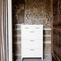 Rebrilliant 3 Doors Shoe Cabinet With 2 Drawers With Open Space For Shoes