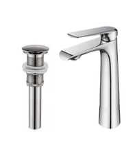 Ultra Thin Spout Vessel Sink Bathroom Faucet 10 In Brushed Nickel Finish With Pop-Up Drain