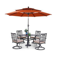 Lark Manor Alyah Square 4 - Person 37" Long Dining Set with Cushions and Umbrella