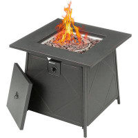 Latitude Run® 28" Steel 50K BTU Smokeless Propane Gas Fire Pit Square Table Fireplace For Outdoor Backyard Patio, Deck &